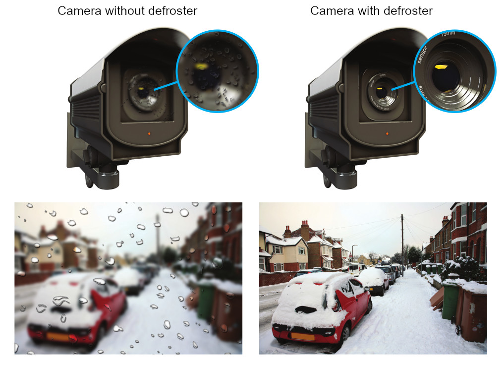 Comparison with and without defroster